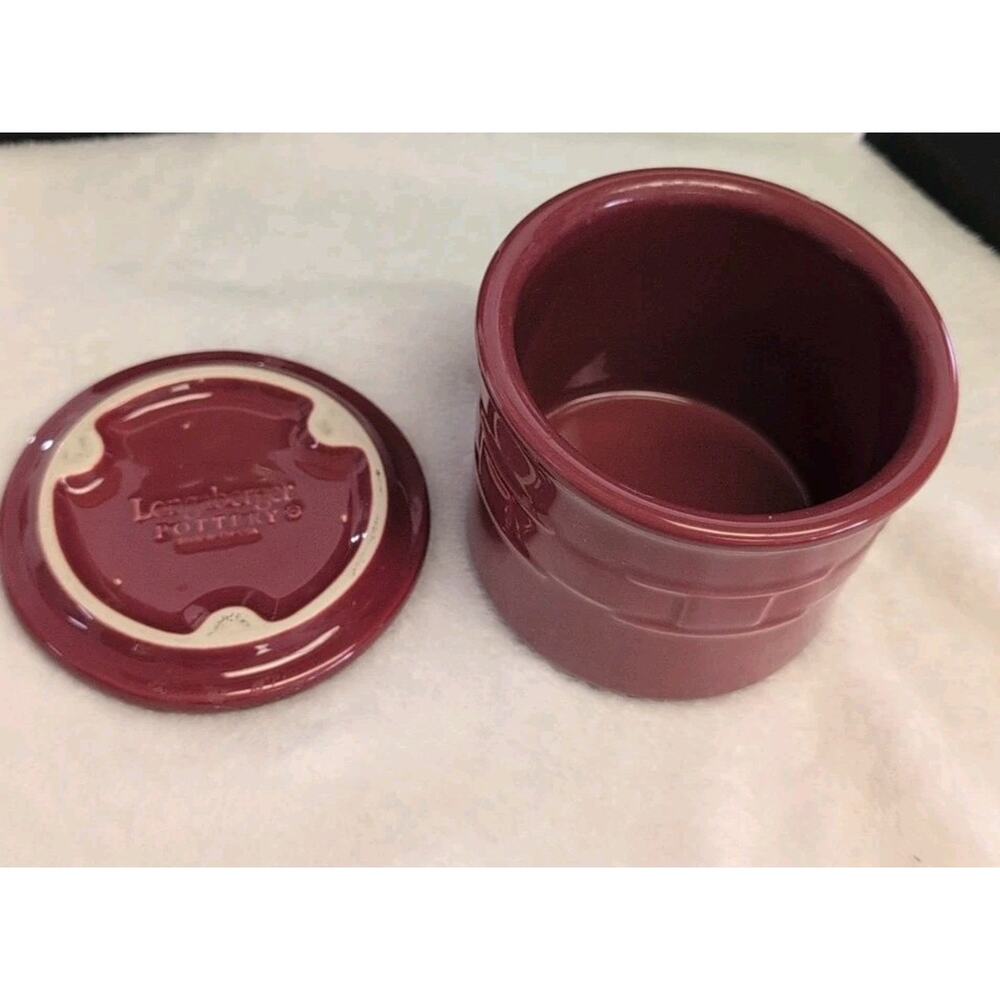 Longaberger Pottery Woven Traditions Paprika Red 1 Pint Salt Crock & Lid COUNTRY